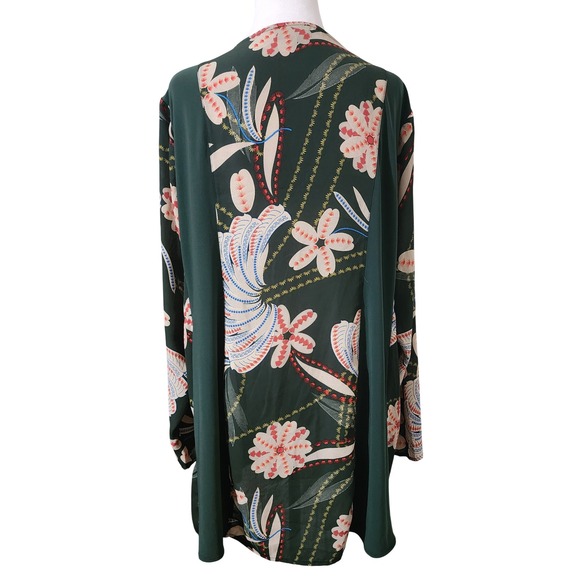 Antthony Original Floral Print Duster Cardigan Open Front Green XL - Picture 4 of 8